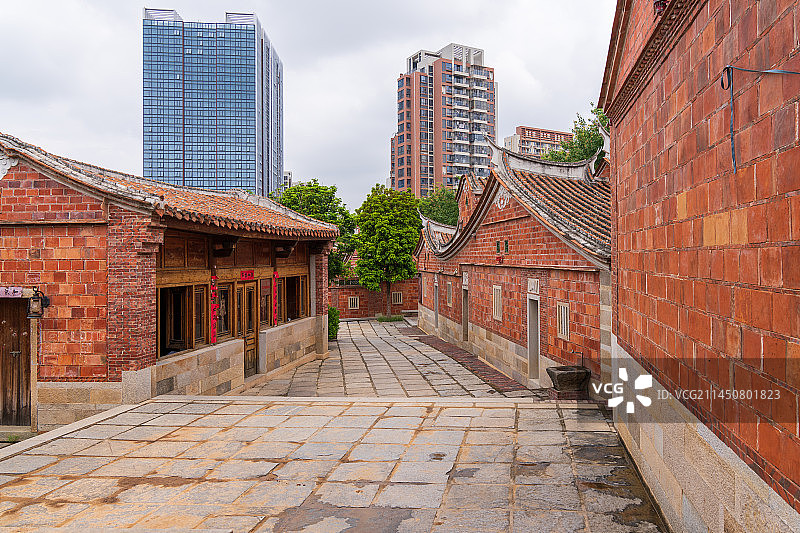 泉州晋江五店市--红墙红瓦闽南特色民居图片素材