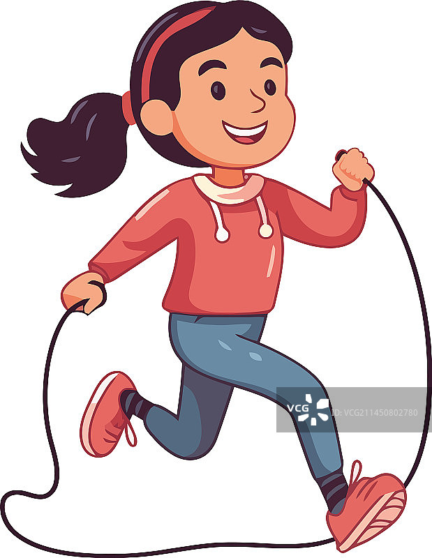 微笑的跳绳女孩图片素材