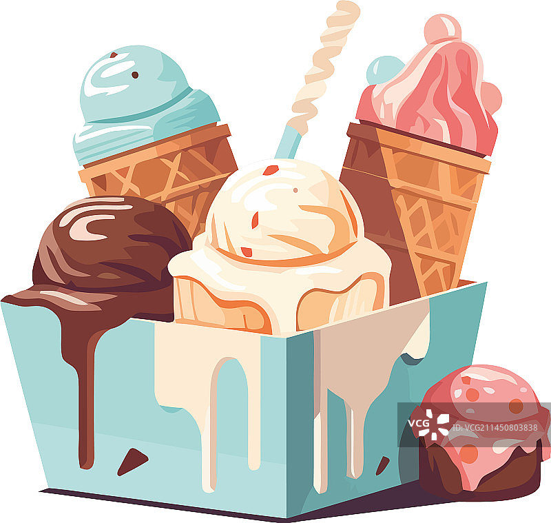 装满冰淇淋的盒子图片素材
