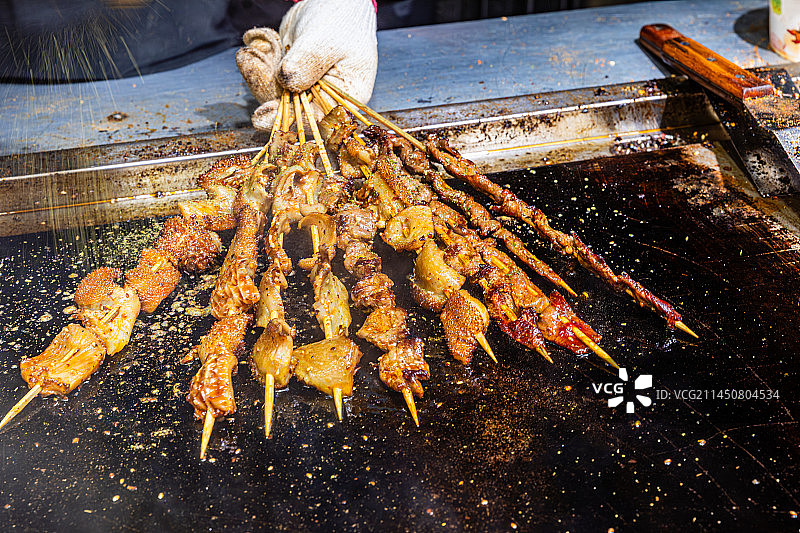 新疆美食，铁板羊杂图片素材