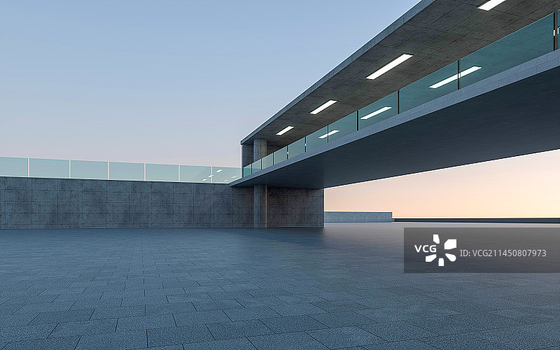 傍晚空旷的现代建筑场地图片素材
