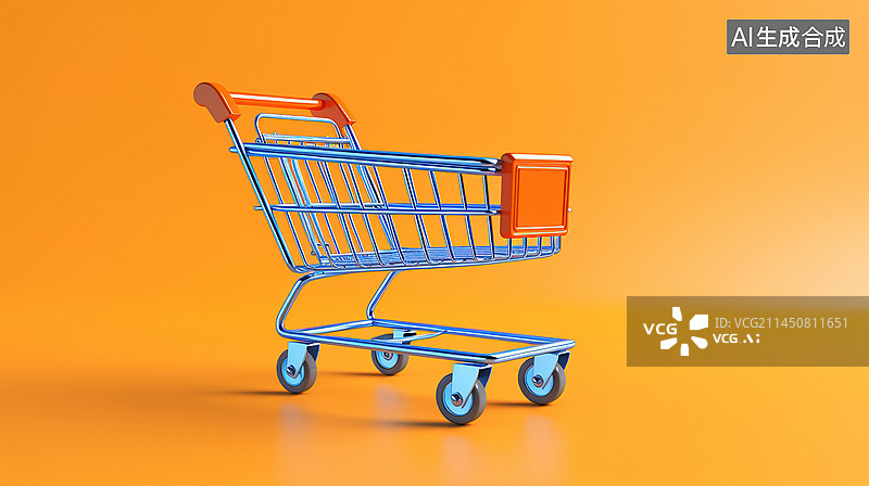 【AI数字艺术】３D购物车图片素材