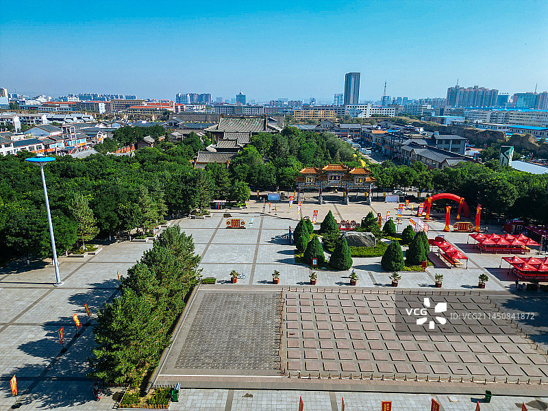 朔州 朔州老城 崇福寺 尉迟敬德庙 地标 航拍图片素材