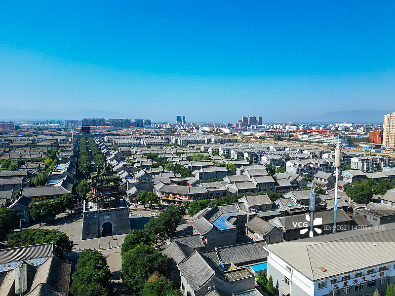 朔州 朔州老城 崇福寺 尉迟敬德庙 地标 航拍图片素材