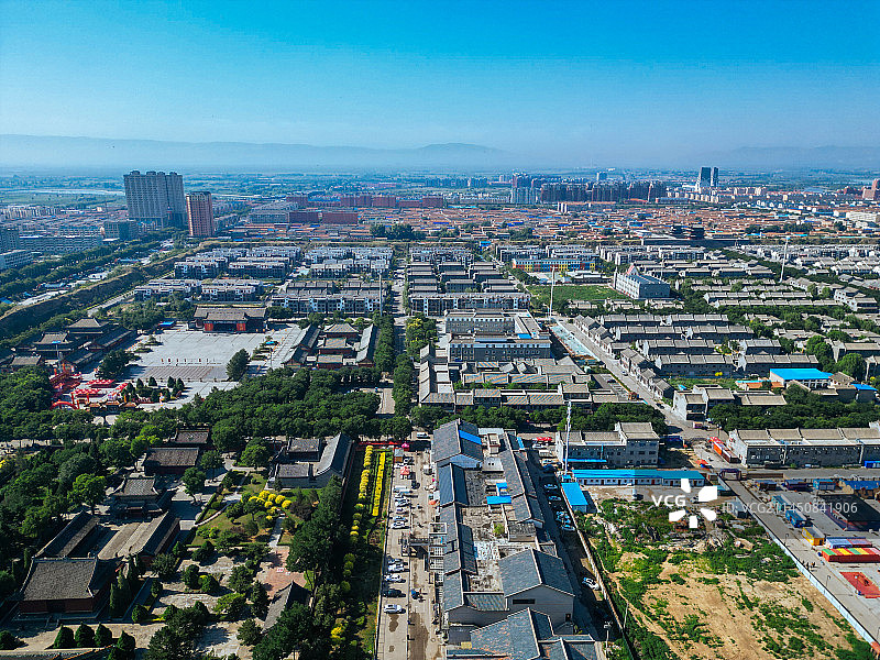 朔州 朔州老城 崇福寺 尉迟敬德庙 地标 航拍图片素材