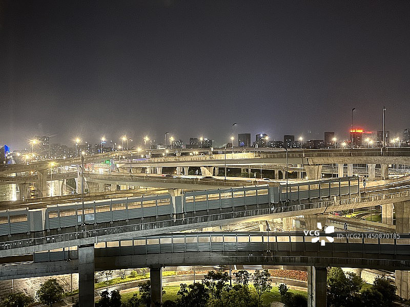 航拍，夜晚立交桥图片素材