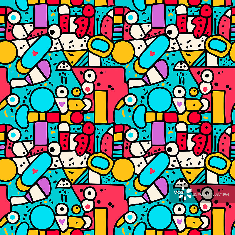 几何形状的无缝图案套装图片素材