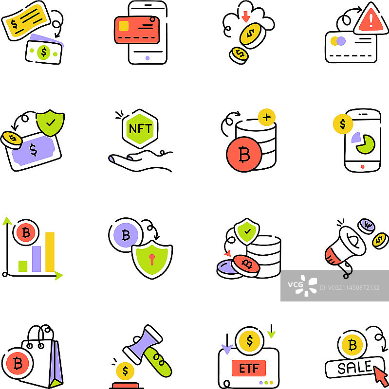 贸易管理手绘图标素材图片素材