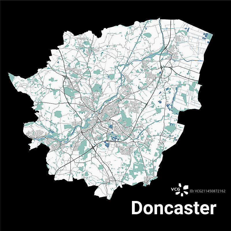 唐卡斯特城市地图行政区域图片素材