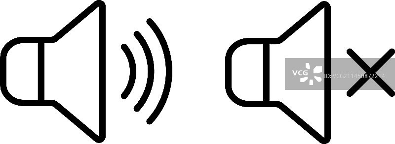 线性风格的扬声器和静音图标图片素材