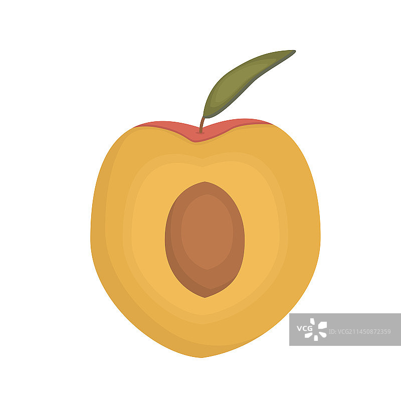 半个带核带叶的桃子图片素材
