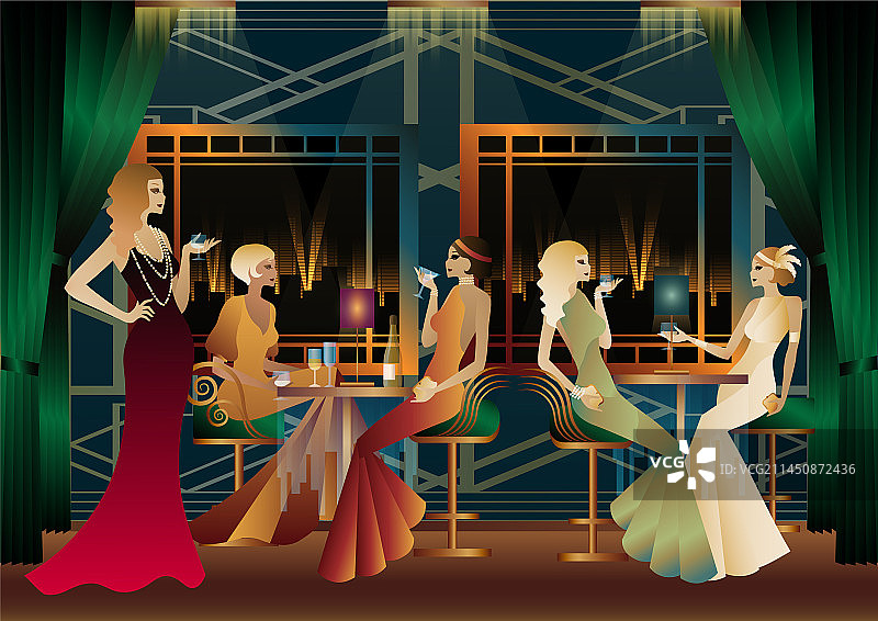 男女在餐厅喝鸡尾酒图片素材