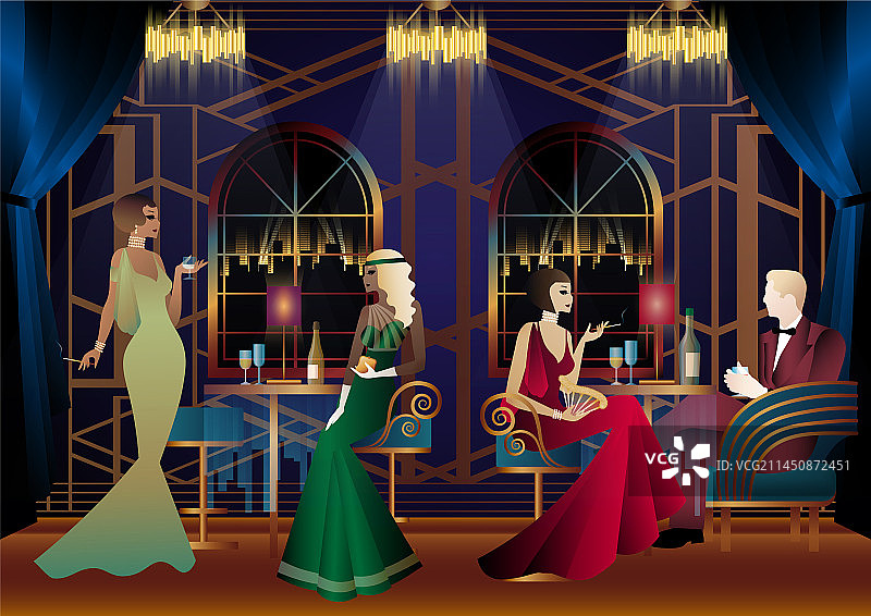 男女在餐厅喝鸡尾酒图片素材