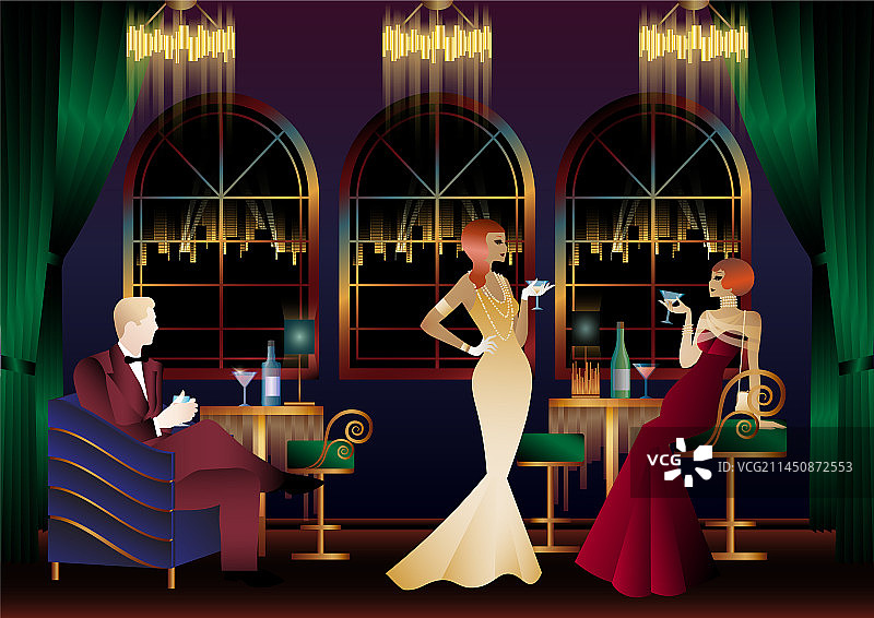 男女在餐厅喝鸡尾酒图片素材