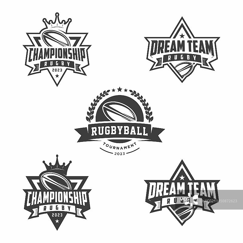 橄榄球标志和徽章套装图片素材