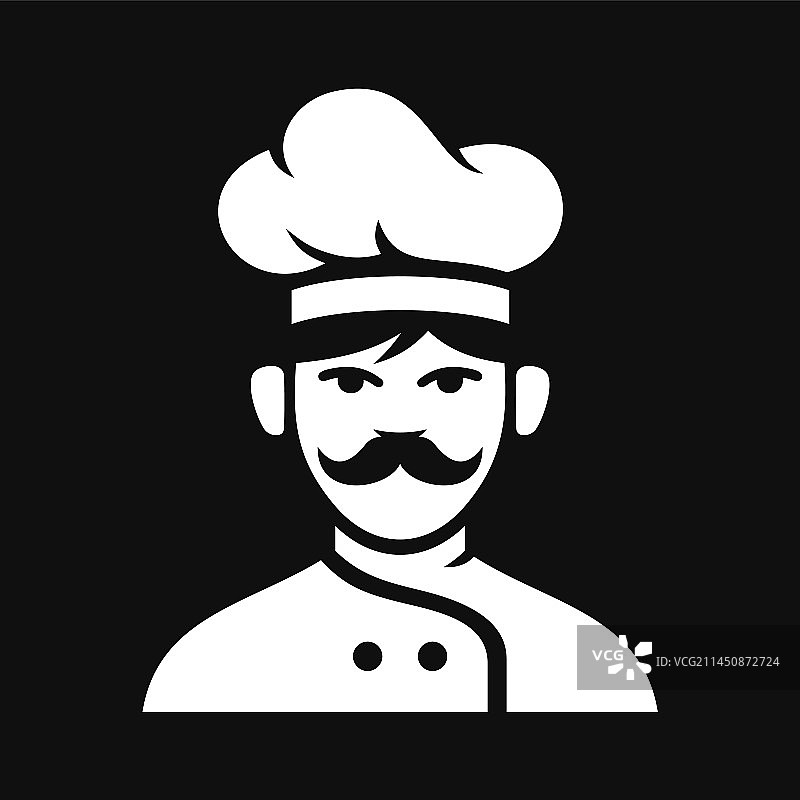 黑色背景上的胡子厨师图标图片素材