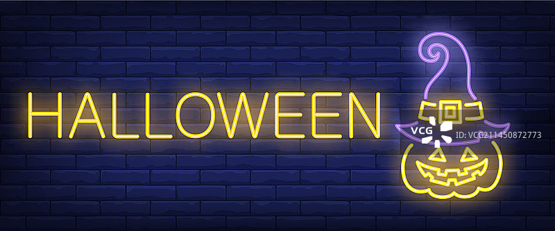 万圣节霓虹灯标志图片素材