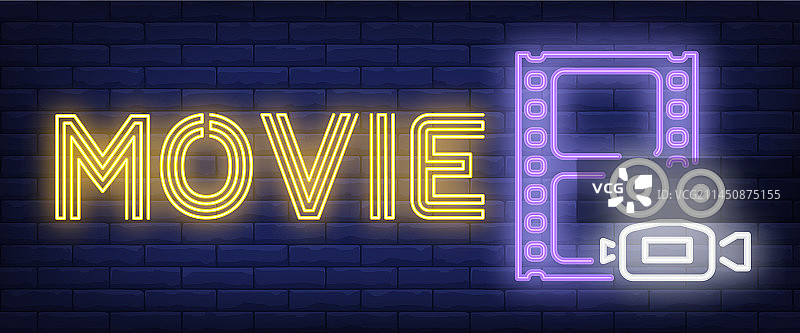 电影霓虹灯标志图片素材