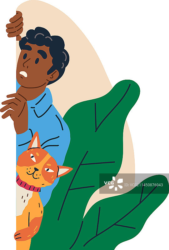 年轻男子和他的猫图片素材