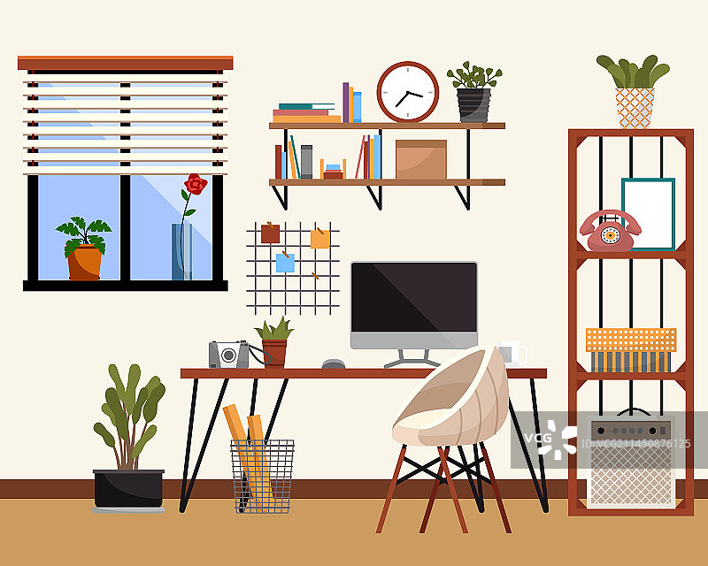家庭办公室橱柜客厅室内设计概念图片素材