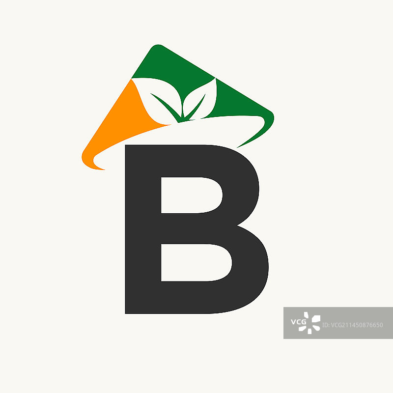 字母B农业logo与农民概念图片素材