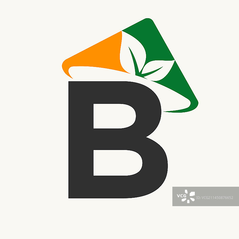 字母B农业logo与农民概念图片素材