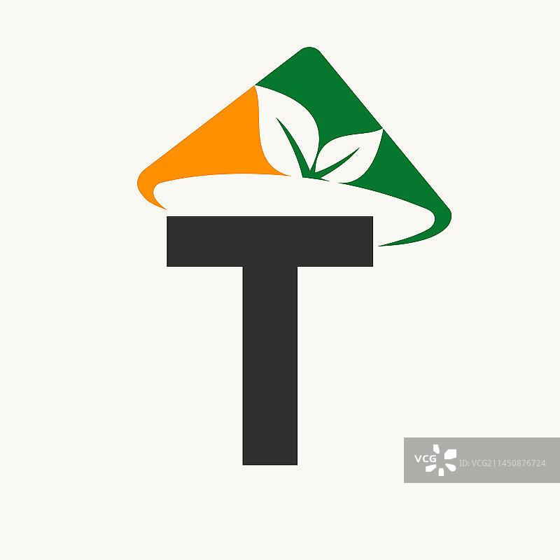 农业标志字母T概念与农民图片素材