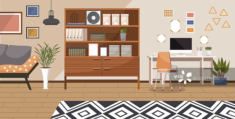 家庭办公室居家办公区域图片素材