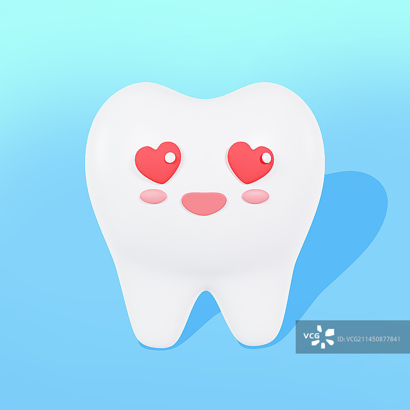 3D立体爱心牙齿插画图片素材