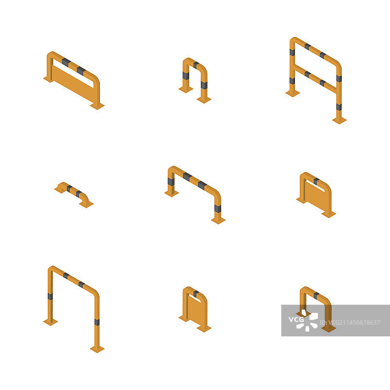 3D扁平停车位金属护栏合集图片素材