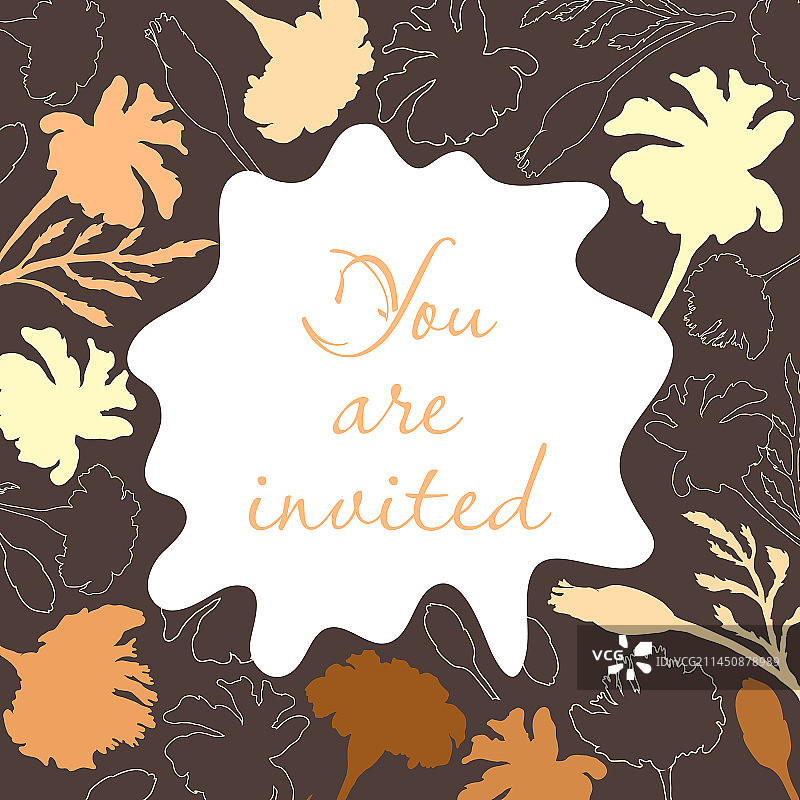 手绘植物邀请卡图片素材