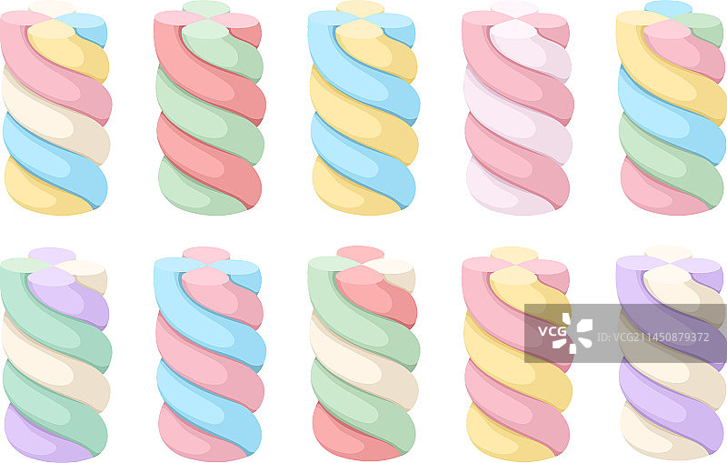 不同口味的扭曲棉花糖合集图片素材