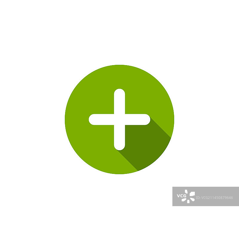 绿色圆形背景中带阴影的白色十字图片素材