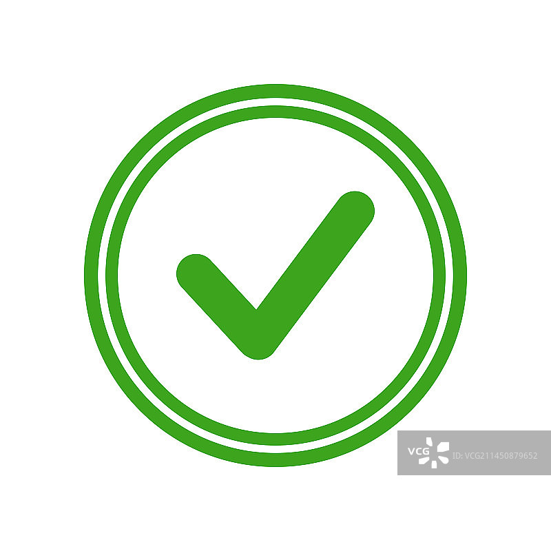 带有绿色勾号的有效印章绿色圆圈图标图片素材