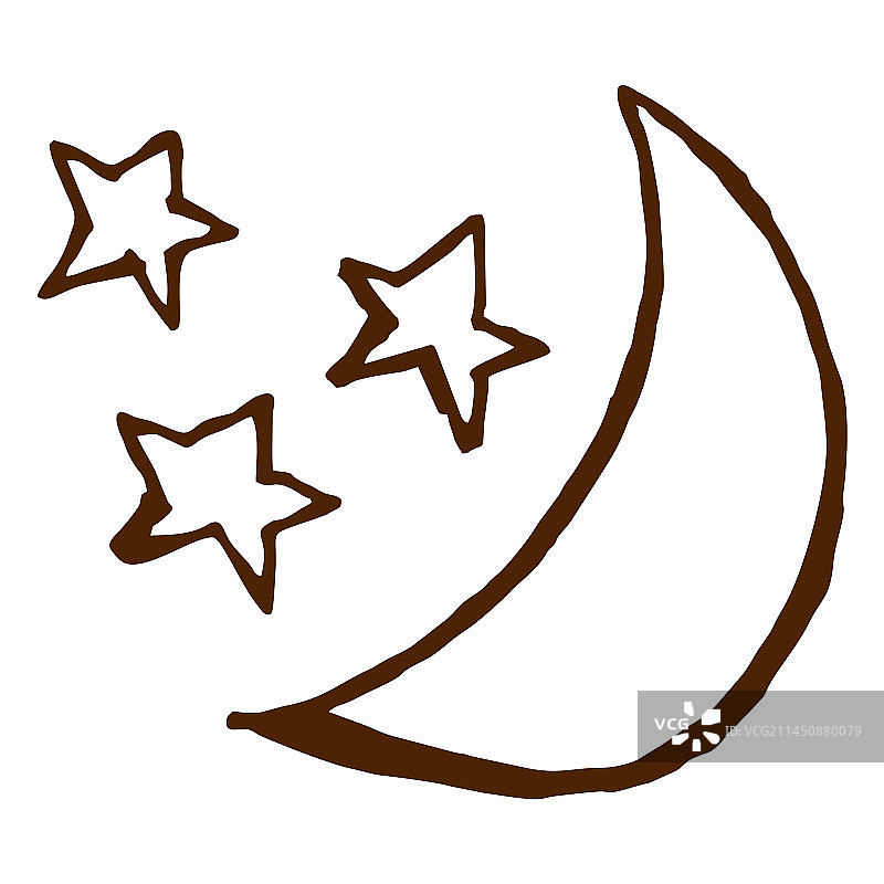 露营星星月亮手绘图标图片素材