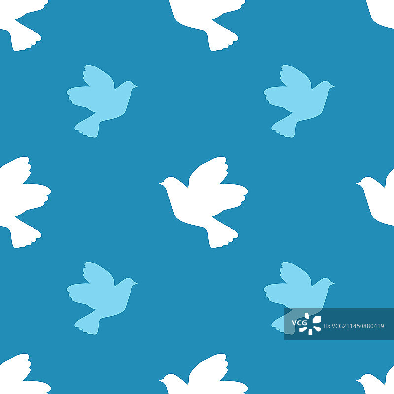 白色和蓝色鸽子无缝图案图片素材