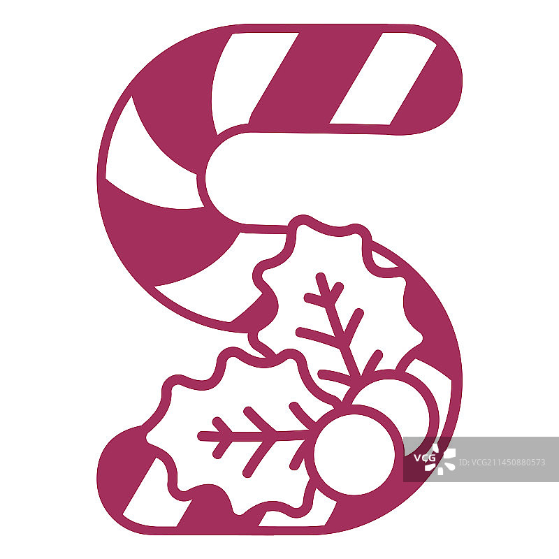 糖果手杖圣诞字母S描边图片素材