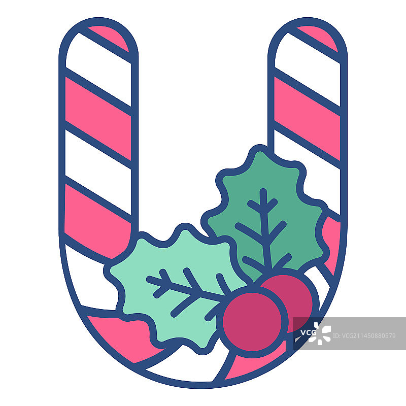 拐杖糖圣诞字母U图片素材