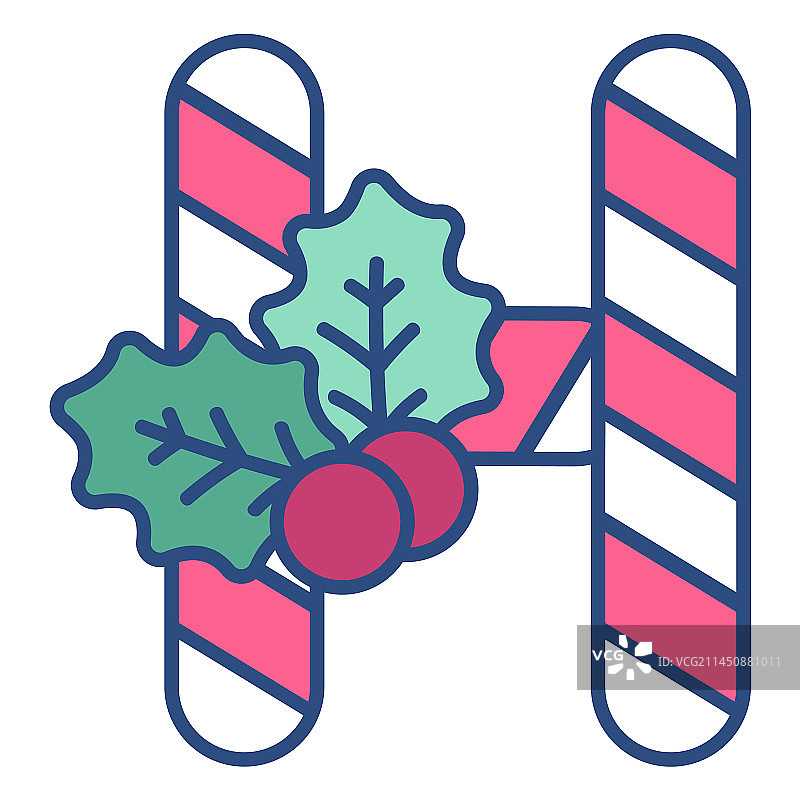 拐杖糖圣诞字母H图片素材