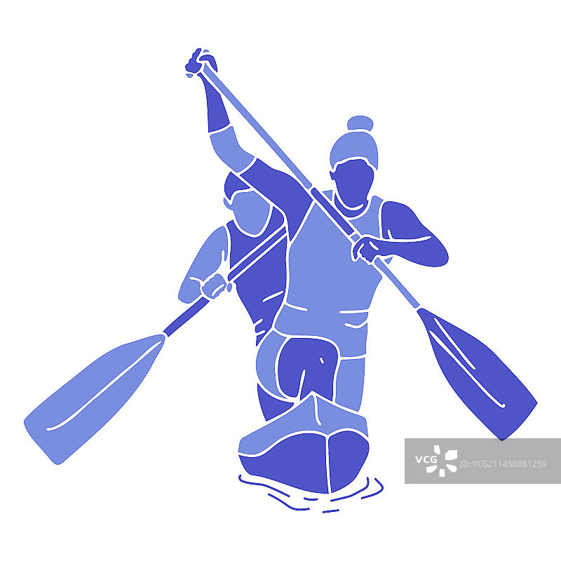 双人皮划艇扁平设计图片素材