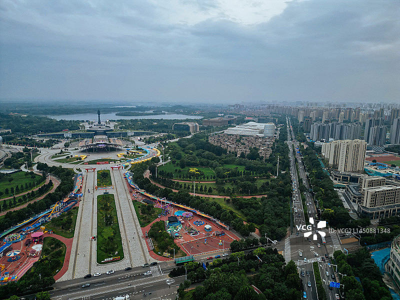 唐山 世园广场 新体育中心 会展中心 爱琴海购物公园 航拍图片素材