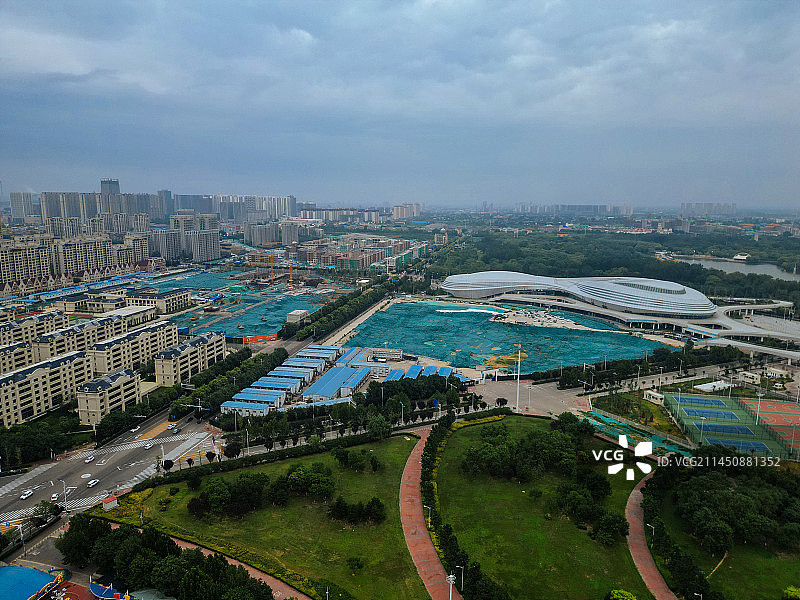 唐山 世园广场 新体育中心 会展中心 爱琴海购物公园 航拍图片素材