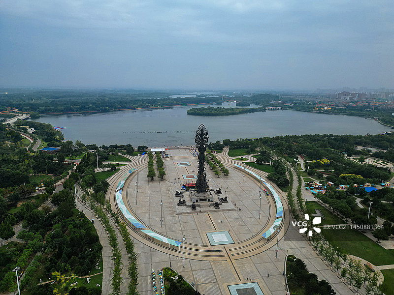 唐山 世园广场 新体育中心 会展中心 爱琴海购物公园 航拍图片素材