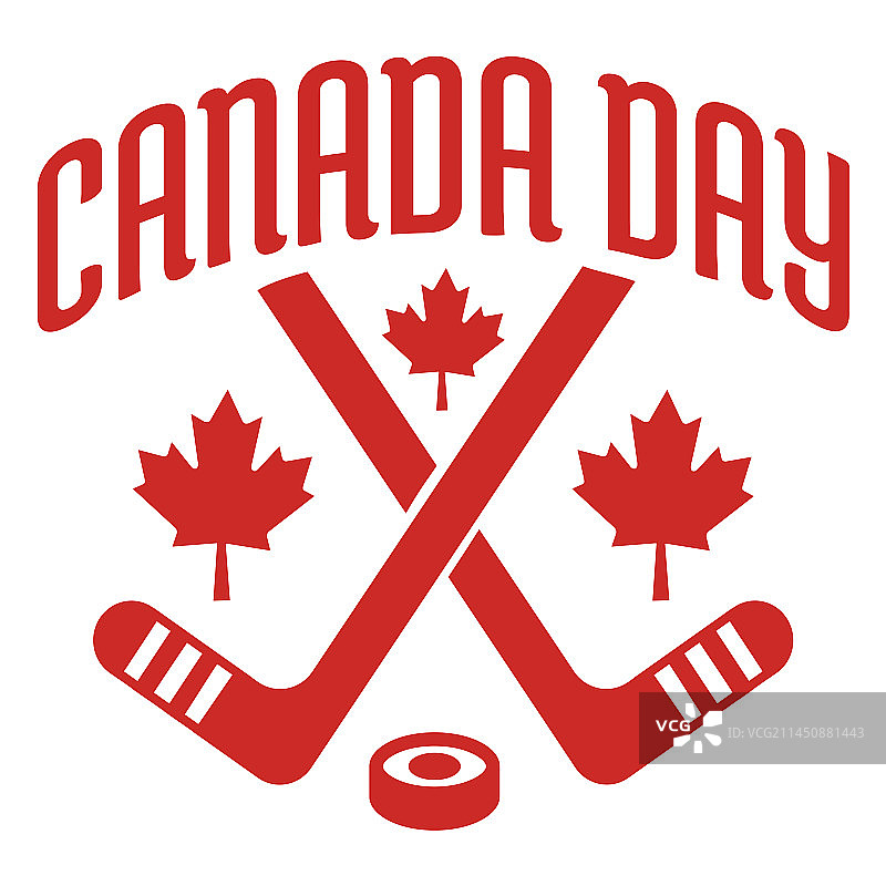 加拿大国庆日冰球枫叶徽章贴纸图片素材