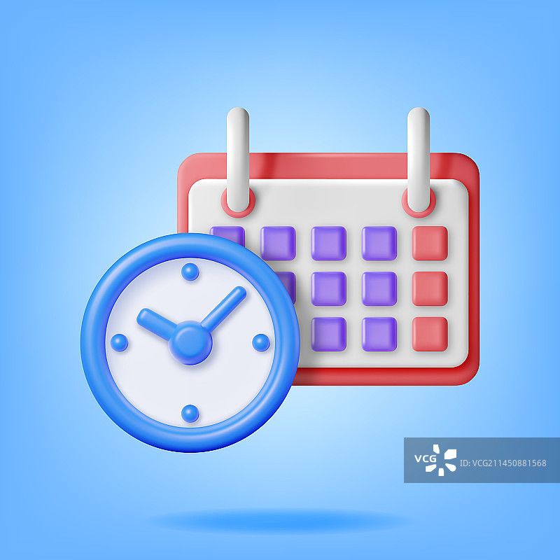 3D纸质螺旋日历和时钟图片素材