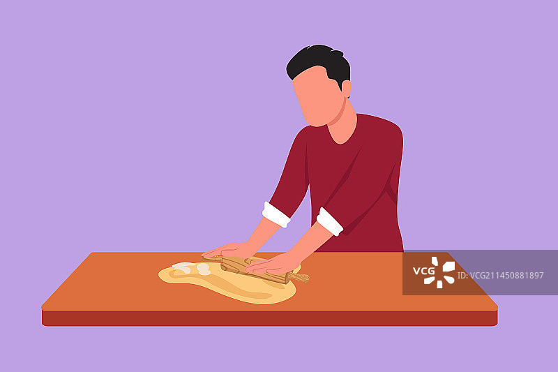 制作饼干的扁平风格活跃男性角色图片素材