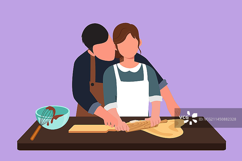 卡通扁平风格绘画浪漫情侣图片素材