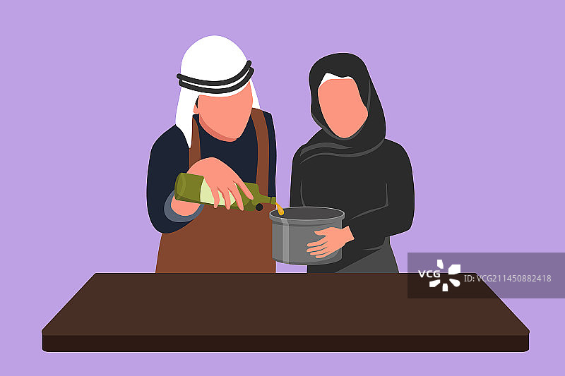 快乐浪漫的阿拉伯情侣扁平风图片素材