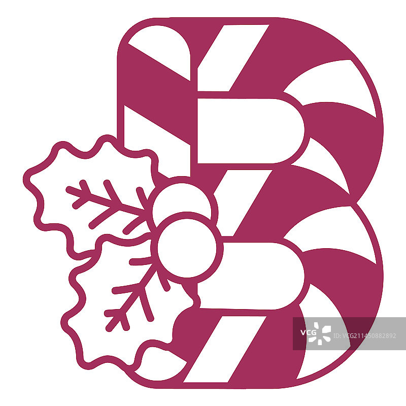 圣诞拐杖糖字母B笔画图片素材