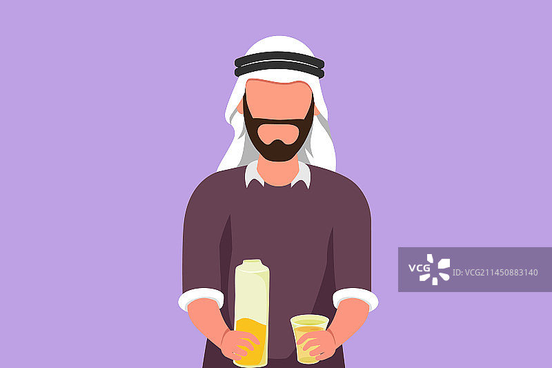 扁平风人物插画：阿拉伯男人肖像图片素材